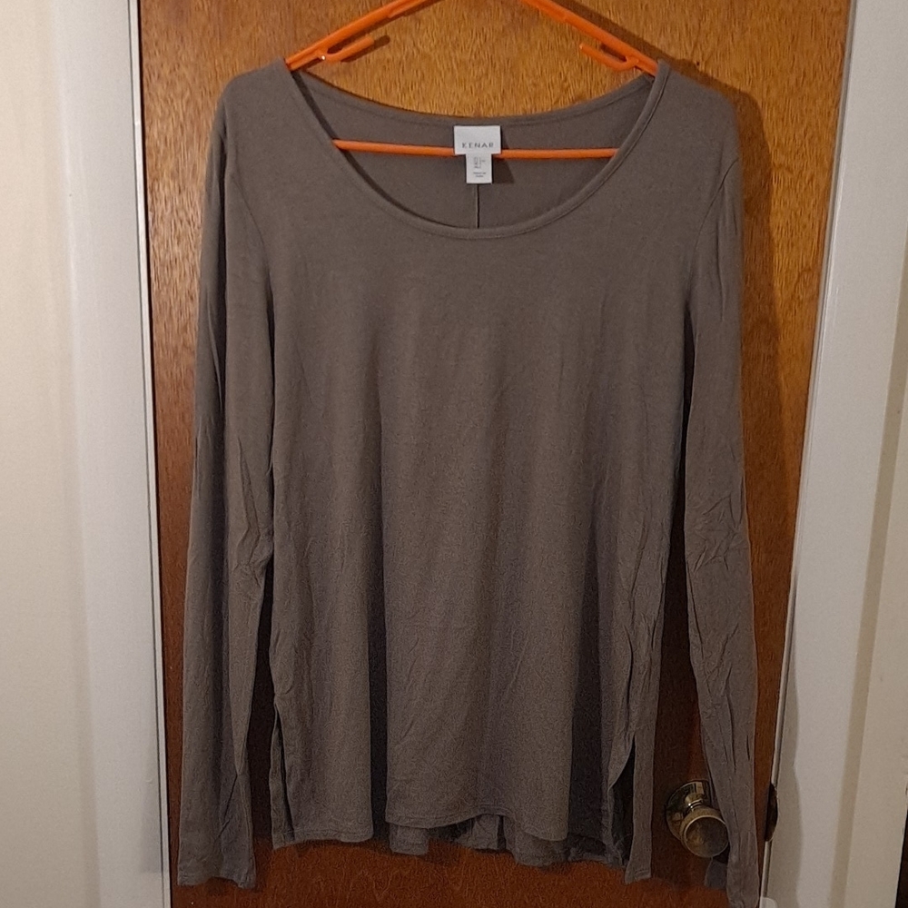 Kenar Brown Long Sleeve Blouse with Relaxed Fit
